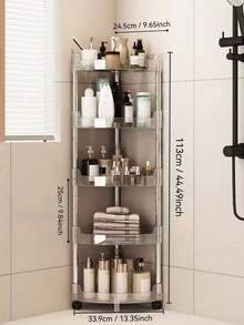 1pc Multifunctional Bathroom Storage Rack, Transparent Corner Shelf, Floor-Standing Toilet Vanity Organizer, Narrow 3-Tier Rack For Kitchen, Bathroom Accessories, Room Decor Bathroom Accessories - Multicolor - View 6