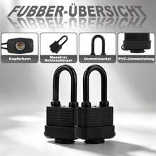 1pc Waterproof Long Body Rust-Proof Padlock, Tool Shed Lock, Reinforced Padlock, Fence, Gym Locker, Backyard Gate, Bicycle, Yard - Black - View 4