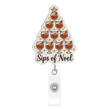 1pc Christmas Office Staff Holiday Atmosphere Decorative Retractable Badge Reel Clip - Multicolor - View 7