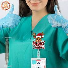 1pc Christmas Reindeer Badge Reel Retractable ID Badge Holder, Suitable For Hospital, School, Christmas Party Gift - Multi-color - View 4