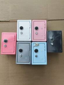 1pc All-Metal Combination Coin Bank With Detachable Coin Box + 2 Keys, Minimalist Dual-Lock Metal Coin Bank, Birthday Gift - Multicolor - View 2