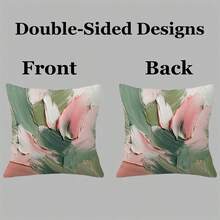 1PC Abstract Art Brush Brush Touch Pillow Case, Powder Blusher Powder And Mouse Tail Grass Green Pattern, Double-Sided Short Velvet, Various Sizes Available, Suitable For Sofa, Living Room, Bedroom, Office And Home Decoration (Without Pillow Insert) - Multicolor - View 4