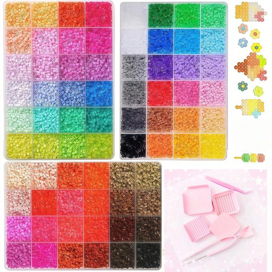 2.6mm Mini Perler Beads Full Accessory Set, Melted Beads DIY Handmade Materials, Can Make Handmade Gifts, Jewelry, Keychains, Craft Accessories, Suitable For Various Holiday Gift Making