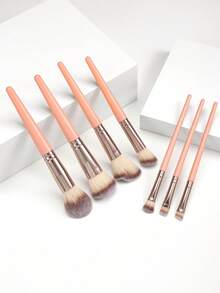 BAILIFOREVER 7 Pcs Pink Professional Makeup Brush Set, Includes Face Powder/Blush/Highlighter Brush/Contour Brush And Eye Shadow/Detail Brush, Easy To Carry, Perfect As A Gift For Women/Girls - Pink - View 2