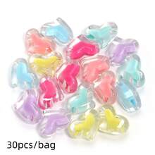 30pcs/Pack Acrylic Flat Heart Beads, Frosted Transparent Candy Color Beads, DIY Necklace Bracelet Beads Keychain Phone Pendant Beading Jewelry Making Accessories - Love - View 10