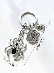 1pc Vintage Silver Spider Pendant Keychain, Gothic Punk Spider Web Metal Key Chain, Cute Small Accessory, Bag Charm, Bag Keychain, Women's Keychain, Car Keychain, Key Chain Accessory, Wallet Charm, Bag Accessory Strap, Gift For Women, Halloween Gift, Teacher's Day Gift, Christmas Gift - Multicolor - View 6