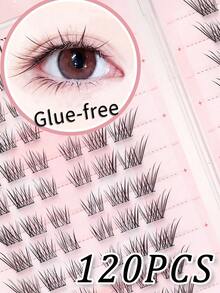 WANPIN 20-Pair Reusable Glue-Free Fox-Style Clustered False Eyelashes, Segmented False Eyelashes Suitable For Beginners, Instant Application, Lightweight, Soft And Comfortable Without Fatigue, High-End Natural Makeup Effect, Convenient For Daily Eye Makeup - C - View 3