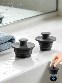 2pcs Silicone Anti-Clogging Universal Drain Stoppers, Suitable For Kitchen Sink, Bathtub, Bathroom Drain, Bathtub Replacement Parts, Leak-Proof Sealing, Easy Installation, No Tools Required, Bathroom Decor And Accessories - Multiple Styles - View 1