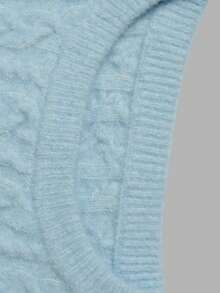 Aflion Women Fall Light Blue Cable Knit Sweater, Round Neck Long Sleeve Cropped Pullover For Daily, Date & Street Wear - Baby Blue - View 6