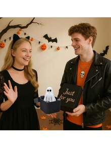 1PC Halloween Little Ghost Fun Prank Gift Box Spooky Prank, Halloween Ghost Surprise Holiday Creative Resin Ornament Gift Mini Frightened Ghost Halloween Surprise Novelty Gifts Garden/Garden Decor Outdoor/Home Decor/Home/Holiday Essentials/Halloween - Multicolor - View 7