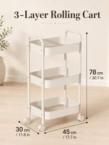 2/3/4/5layer Swivel Wheel Mobile Storage Carbon Steel/Plastic Trolley,Multi-Functional Storage,Easy To Assemble,Suitable For Home And Commercial Use,Applicable To Storage And Organization In Kitchens, Bathrooms,Bedrooms,Offices,Warehouses And Garages - White - View 4