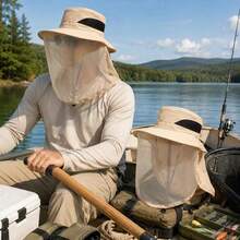 Outdoor Foldable Wide Brim Sun Hat, Dark Gray & Khaki - Multicolor - View 12