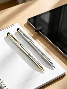 Custom Text Logo Metal Stylus Pen For Phone Tablet Touchscreen Capacitive Stylus Pen Handwriting Pen Rotating Ballpoint Pen 1.0mm Black Ink Gift Pen For Couples, Husbands/Wives, Colleagues, Friends, Elders, Students, Classmates, Teachers - Multicolor - View 2