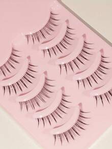 Cartoon False Eyelashes, Natural & Slender, Soft Fiber, Cross-Design, Fine Black Eyelash Band, Comfortable & Non-Irritating; Reusable, Suitable For Daily Makeup, European & American Style - Black - View 6
