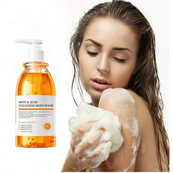 1 Bottle Sea-Derived Body Wash, Refreshing & Silky Skin Cleansing, Non-Greasy & Dry, Pump Bottle, Daily Shower Cleansing Liquid, Refreshing & Clean Feeling, Layered Cleansing & Nourishing, Non-Greasy, Long-Lasting Fragrance, Moisturizing & Hydrating, Large Capacity
