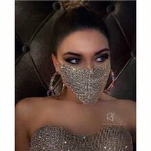 2026 New Beach Women's Wear Nightclub Metal Flash Diamond Decoration Mask Mask - Multicolor - View 10