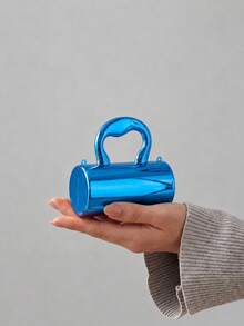 MIYIN Fashion Mirror Metallic Cylinder Hard Shell Clutch, Creative Heart‑Shaped Handle Design, With Chain Strap Crossbody Evening Bag For Wedding Banquet - Multicolor - View 10