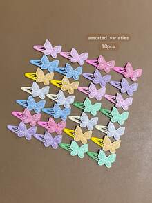 10pcs Random Color Butterfly Hair Clips, Sweet Style Hair Accessories For Daily Wear - Multicolor - View 5