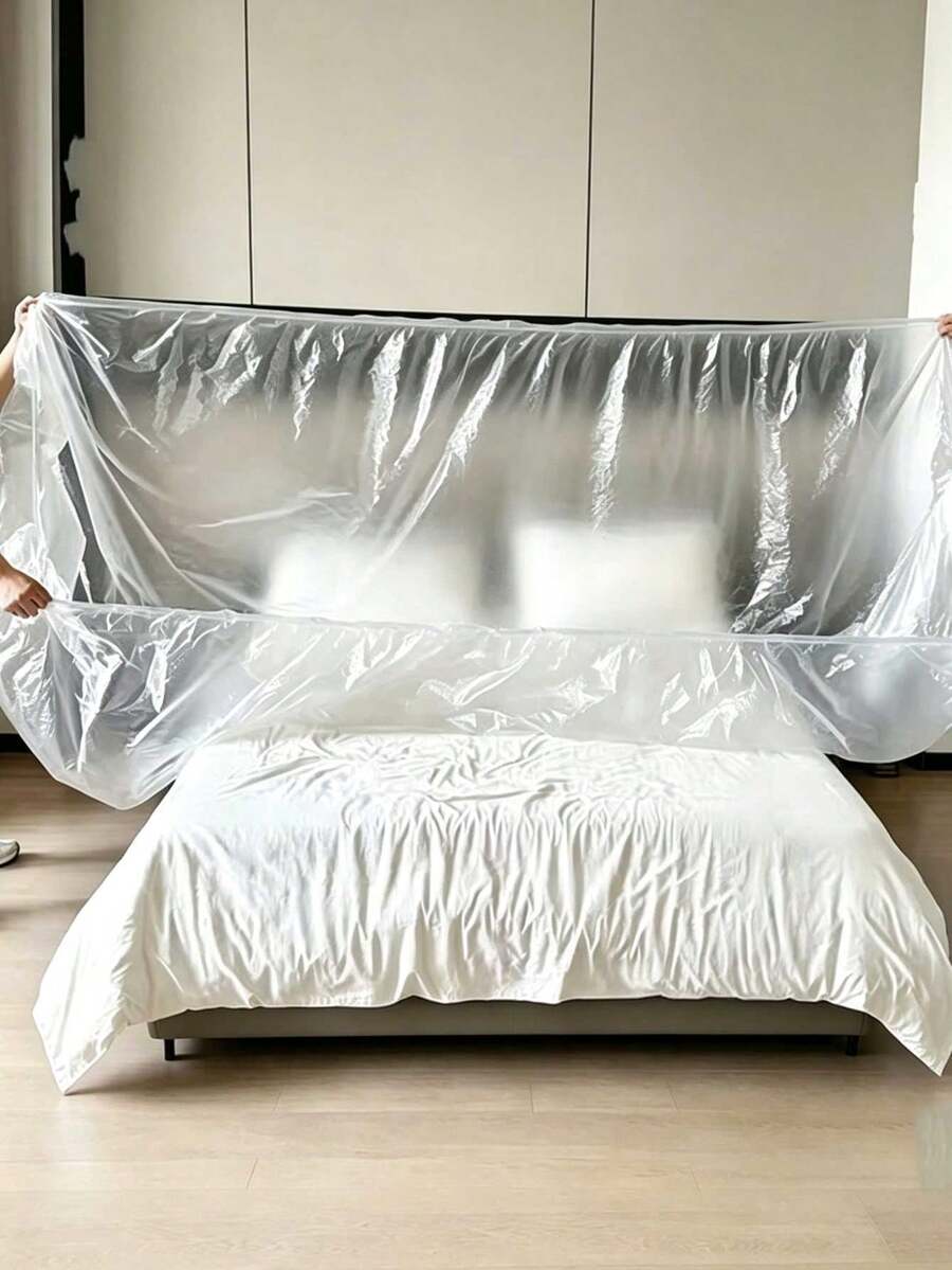 Oversized Elastic Edge Furniture Dust Cover, Clear Plastic Multi‑Purpose Protective Sheet, Indoor Outdoor Universal Durable Dustproof Cover For Sofa Refrigerator Motorcycle Bicycle TV Air Conditioner - Multicolor - View 1