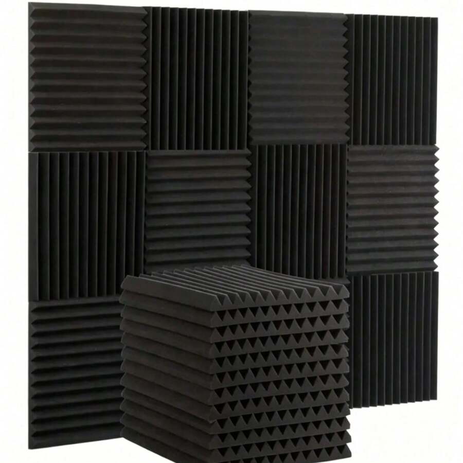 黑色隔音吸音棉板 30*30cm 阻燃高密度快回彈 易安裝 楔形聲學板 適用於錄音室、家庭劇院、遊戲室、會議室的聲學處理吸音板 - 多色 - 查看 1