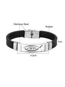 Jesus Fish Stainless Steel & Silicone Bracelet, Sweat-Resistant, Washable, Men's Business Jewelry, Christmas Gift - Cross - View 5