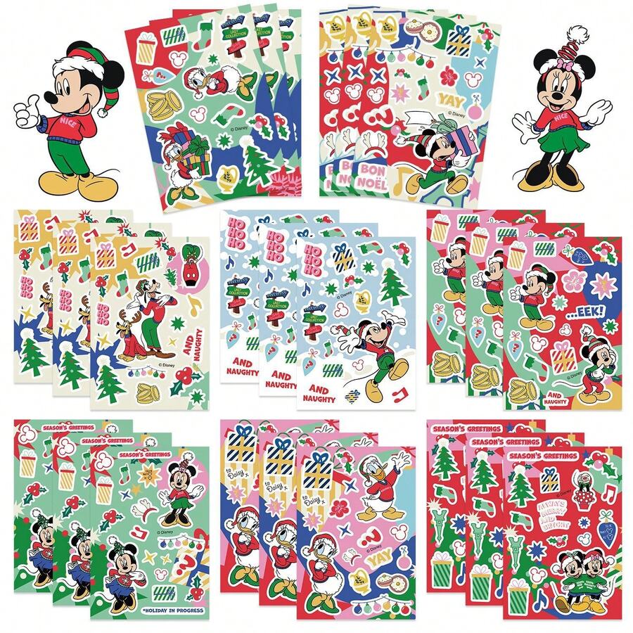 Disney 8CPS Cartoon Christmas Mickey Collage Holiday Decor Waterproof DIY Phone Stickers - Multicolor - View 1