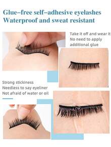 5 Pairs Self-Adhesive False Eyelashes, Pre-Glued Lightweight Strip Lashes, Use With Tweezers, Natural Voluminous Non-Exaggerated Curly Lightweight False Eyelashes, Suitable For Beginners, Press-On False Eyelashes, Faux Mink Fur Natural Effect, Reusable, Comfortable And Waterproof - Black - View 4