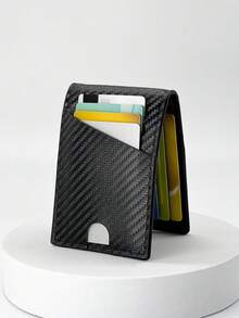 HOVI'S Carbon Fiber Texture RFID Men's Slim Card Holder - Multiple Card Slots, Lightweight Portable, Durable Material, Stylish Compact, Ideal For DailyUse - Black - View 5