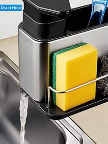 3-In-1 Stainless Steel Sink Organizer, Soap Dispenser, Sponge Holder And Dish Drying Rack, Tableware Storage, Kitchen Utensil Storage, Bathroom, Multi-Functional Storage Rack, Home Decor Storage - Cleaning Storage Rack - View 4