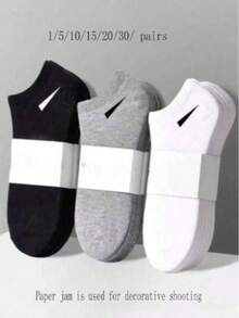 6/9/15 Pairs Unisex Socks, Sports Socks, White/Black/Grey Short Socks, Invisible Socks, Solid Color Minimalist Fashion, Suitable For Daily Casual Wear - Multicolor - View 22