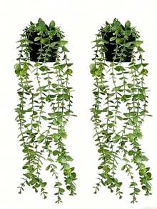 1/2 Peças Plantas Artificiais Penduradas, Decoração de Vasos Pendurados na Parede, Adequado para Uso Interno, Externo, Decoração de Prateleira da Sala de Estar, Decoração Doméstica, Decoração de Quarto, Decoração de Jardim, Decoração de Parede - Eucalipto - Visão 1