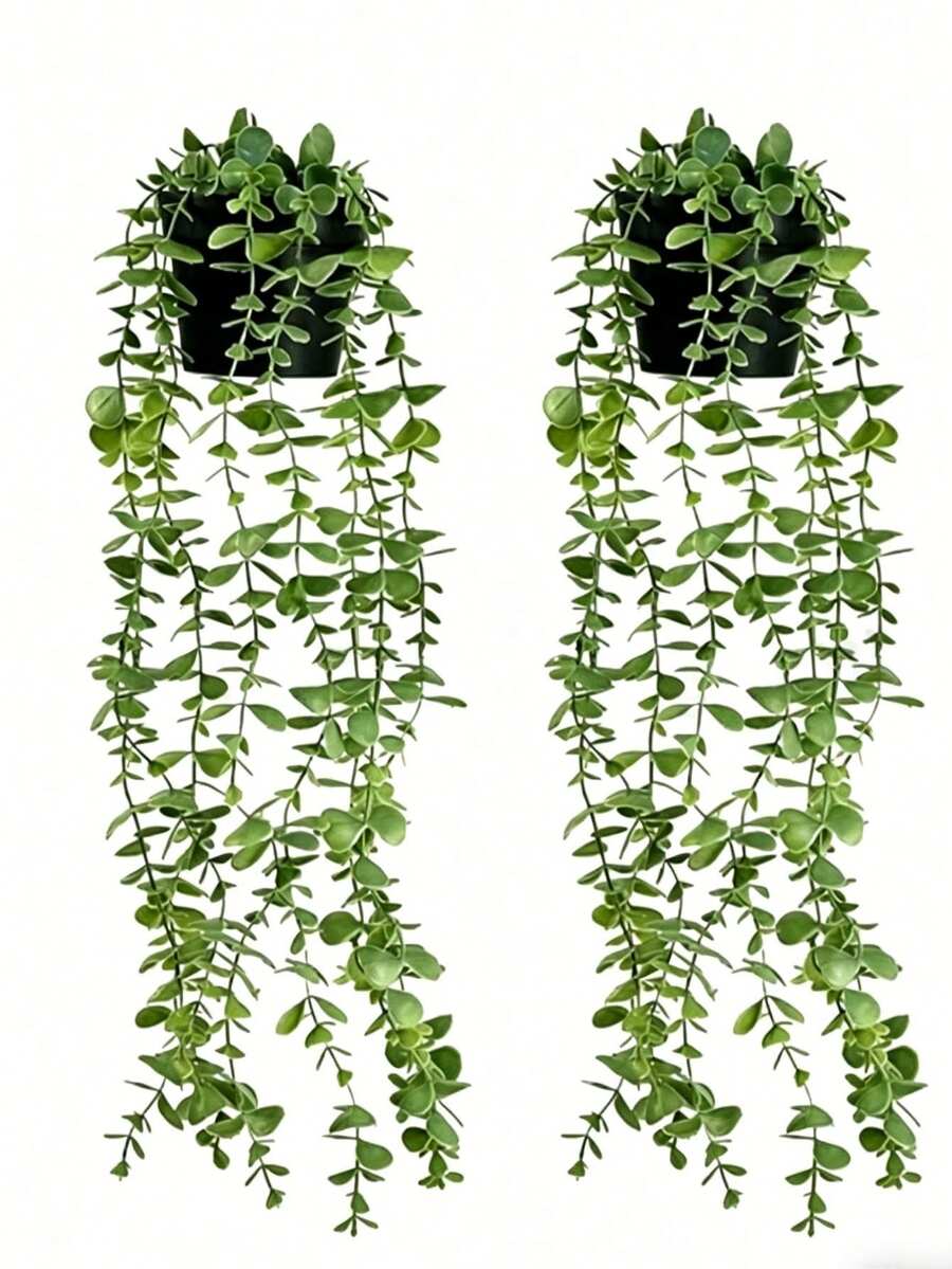 1/2 Peças Plantas Artificiais Penduradas, Decoração de Vasos Pendurados na Parede, Adequado para Uso Interno, Externo, Decoração de Prateleira da Sala de Estar, Decoração Doméstica, Decoração de Quarto, Decoração de Jardim, Decoração de Parede - Eucalipto - Visão 1