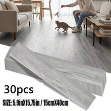 [PVC Floor Stickers]30pcs PVC Faux Wood Floor Stickers, Self-Adhesive Waterproof Wood Grain Floor Stickers, Easy To Modify, Suitable For Living Room, Bedroom, Kitchen, Hallway Tile Floor Renovation And Home Decor. - Floor Stickers - View 14
