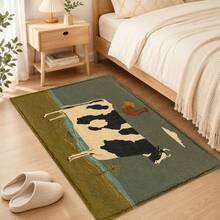 1pc, Country Cow & Rooster Pattern Printed Faux Cashmere Kitchen Mat, Absorbent Kitchen Floor Mat, Kitchen Rug, Long Runner Mat, Sink Front Mat, Suitable For Kitchen, Bathroom, Entryway, Hallway, Laundry Room And Home Decor - Multicolor - View 8