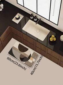 1pc Morandi Color-Block Geometric Half-Circle Patchwork 3.5mm Soft Rubber Kitchen Mat, Dirt-Resistant And Comfortable, Suitable For Entryway, Indoor/Outdoor Door Mat, Bathroom Mat, Hallway Rug, Small Carpet - Multicolor - View 18