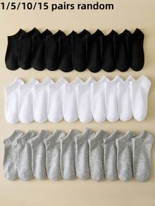 1/5/10/15 Pairs Multi-Color Unisex Daily Wear Fashion Versatile Socks Breathable Boat Socks Simple Casual Low-Cut Socks Moisture-Wicking Simple Style - Multicolor - View 14
