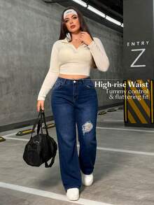 Plus Size Jeans - Deep Blue - View 3