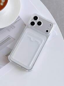 Soft Transparent Phone Case With Card Holder Slot, Reinforced Four Corners, Compatible With IPhone 17 Pro Max, 16 Pro Max, 15 Pro Max, 17 Pro, 16, 15, 14, 13, 12, 11 Pro Max, 16 Plus, 17, 17 Pro Max, Minimalist Anti-Drop Soft Shell (Card In Image Is For Display Only, Not Included) - Clear - View 2