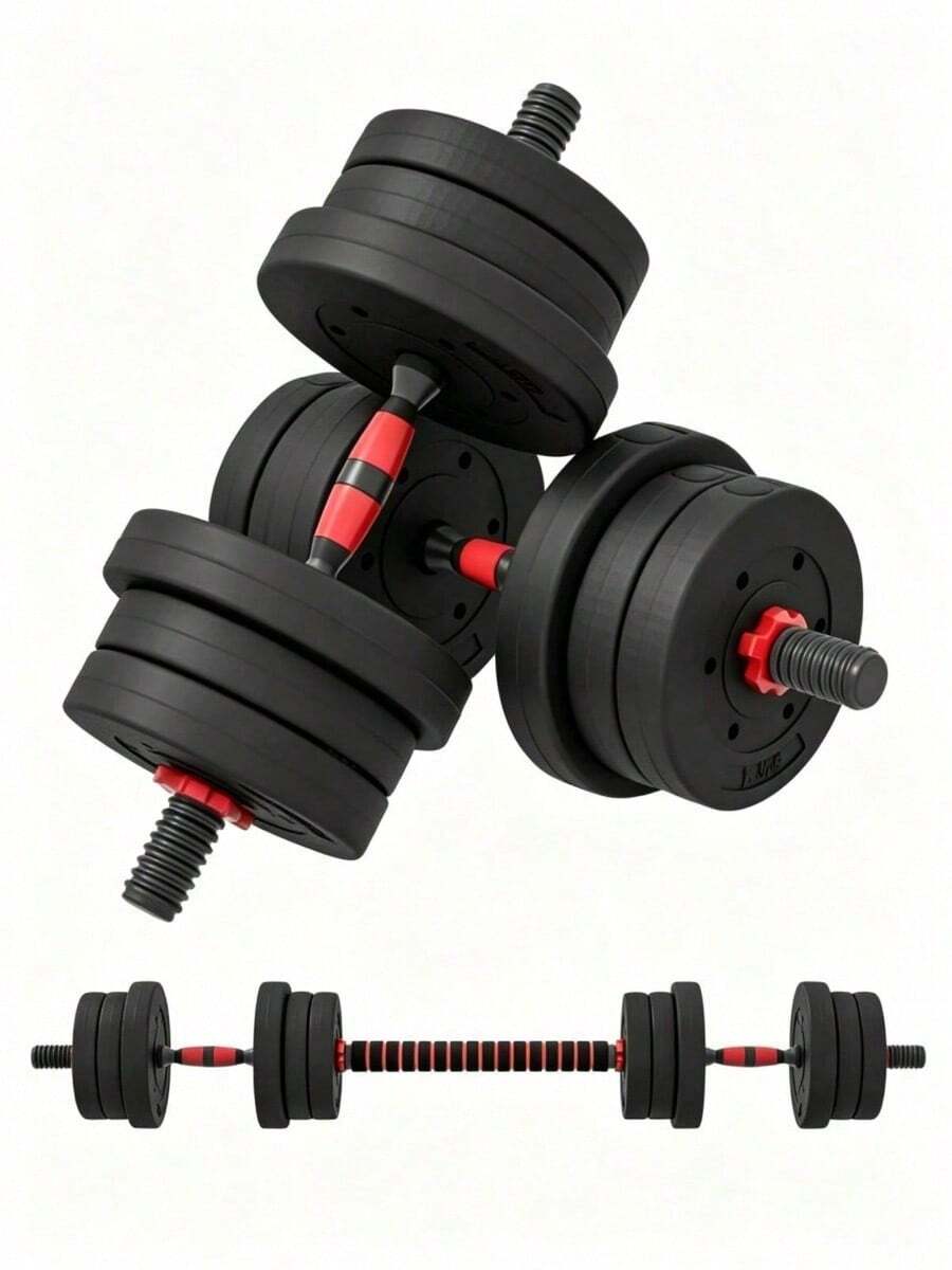 4‑In‑1 Adjustable Dumbbell Set‑20‑Kg Adjustable Short Barbell, Includes Dumbbell Bars, Nuts And Adjustable Weight Plates, Combined Dumbbell Set, Sturdy And Durable, Suitable For Home Gym And Gym Workouts - Multiple Specifications - View 1