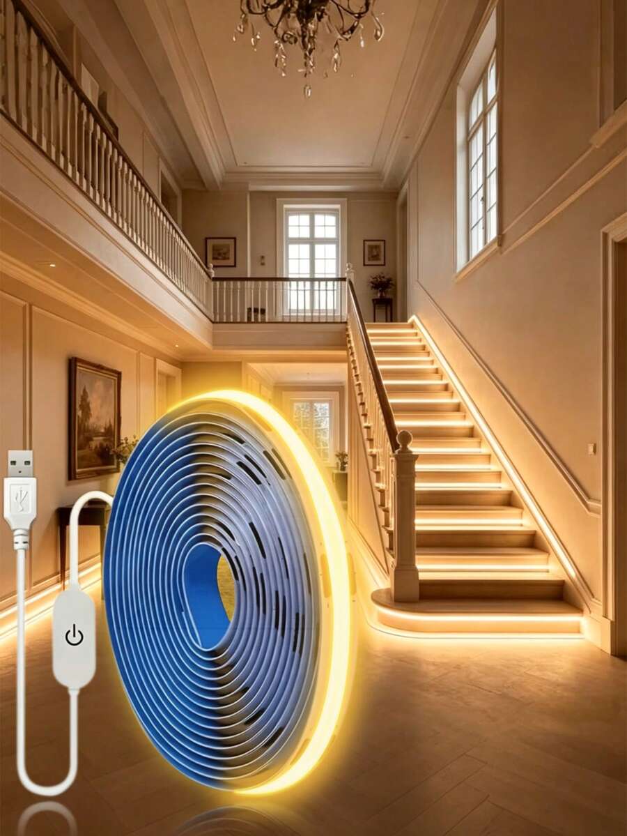 USB Powered COB Light Strip, Smart Touch Switch Dimmable, Flexible LED Light Strip, Suitable For Kitchen, Room, Indoor Decoration, TV Backlight, Bedroom Soft Light Strip