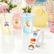 500pcs/Roll Cute Cartoon Rainbow Smiling Face Self-Adhesive Graffiti Stickers, Reward & Encouragement Stickers, Gift Envelope Seal Stickers, PVC Waterproof Stickers For Classroom, School, Work, Study, Training, Scripture Stickers, Handmade Self-Adhesive Labels, Motivational & Encouragement Stickers, Back To School Decoration Stickers, School Opening Stickers - Multicolor - View 6