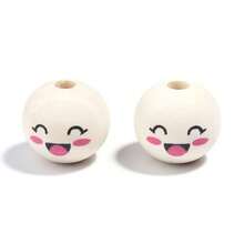 10pcs, 50pcs, Assorted Smiling Face Wooden Beads, 20mm - Perfect For DIY Jewelry, Bracelets, Necklaces And Craft Decorations, Multiple Cute Expressions, Decorative Beads | Expression Beads | Durable Wooden, Jewelry Making Beads - Multi-color - View 10