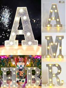 21cm/8.27in Silver Letter Light Home Decor, Wedding Birthday Party Proposal Decoration Letter & Number Light, Girls Dorm Room Decoration Light, Letter Light Sign - Warm white light - View 3