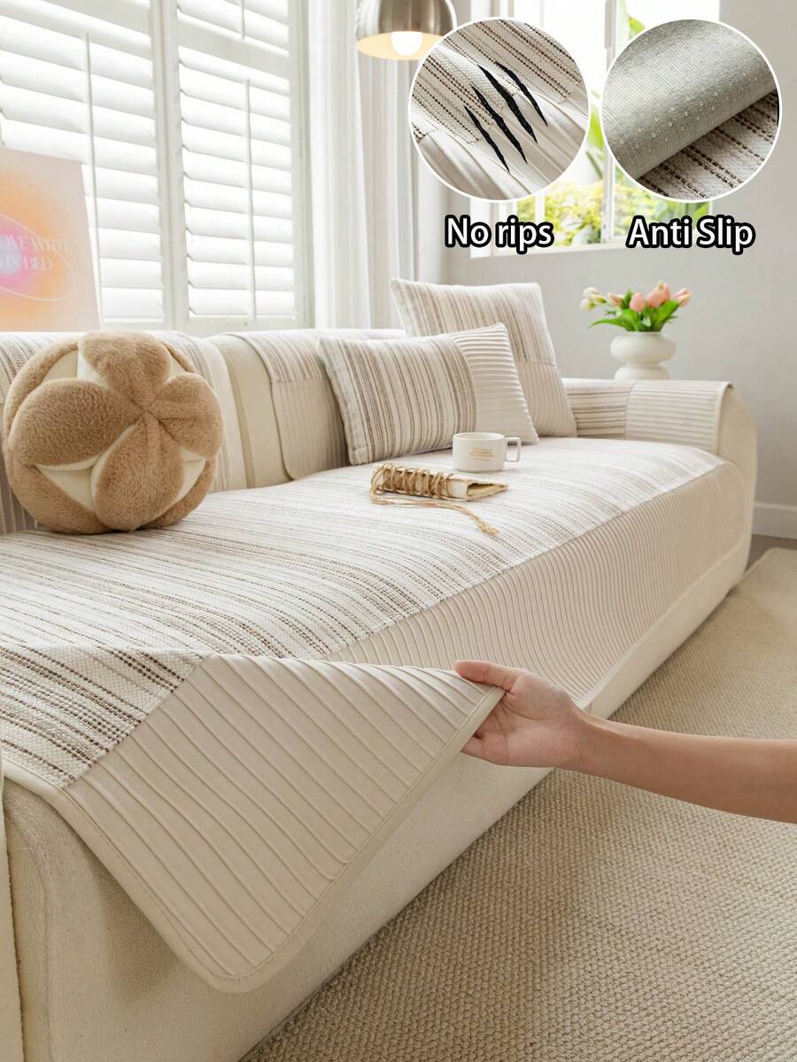 ZXZGM 1pc European Style Fresh Floral Lace Sofa Cushion Cover, Minimalist Luxury Sofa Slipcover, Decorative Sofa Protector, Anti-Slip Anti-Dust Anti-Scratch, Suitable For All Seasons, Bedroom Living Room Office Study