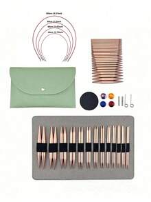 Detachable Round Aluminum Alloy Knitting Tool Set, Smooth Without Burrs, Suitable For Knitting Socks, Scarves And Sweaters, Comes With Red Storage Box For Convenient Storage - Multi-color - View 7