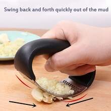 1Set Ergonomic Curved 2‑In‑1 Garlic Press Set, Labor‑Saving Stainless Steel Garlic Mincer With Clear Storage Container, Easy‑Clean Handheld Ring‑Shape Garlic Crusher Gadget For Home Cooking, Sauce Making, Hot Pot, Daily Kitchen Meal Prep - Multicolor - View 6