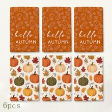 2/4/6pcs Autumn Printed Kitchen Towels, Watercolor Hand-Painted Style, Pumpkin & Maple Leaf Flat Pattern, Soft & Easy To Clean, Autumn Home Gift, Kitchen Accessories, Suitable For Autumn Kitchen Decor, Holiday Home Decoration, Baking, Cooking - Multicolor - View 12