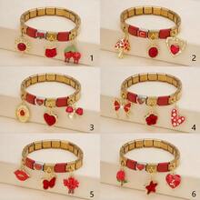 1pc Personalized Multi-Element Stainless Steel Detachable Bracelet, Letter/Heart/Planet/Bow Decor, Multi-Color Fashionable Versatile Bracelet - Multicolor - View 7