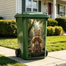 4件裝愛心手繪動物垃圾桶貼紙，防水乙烯基垃圾桶貼花，鱷魚、狼、老虎、獅子愛心野生動物叢林日落圖案，戶外庭院花園裝飾，易撕 DIY 垃圾桶包裝貼紙 - 愛心猛獸桶貼 - 查看 9