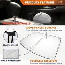 Car Front Windshield Sun Shade, Reflective Sun Protection Cover, Foldable Car Window Sunshade Panel, UV Protection - Silver - View 9
